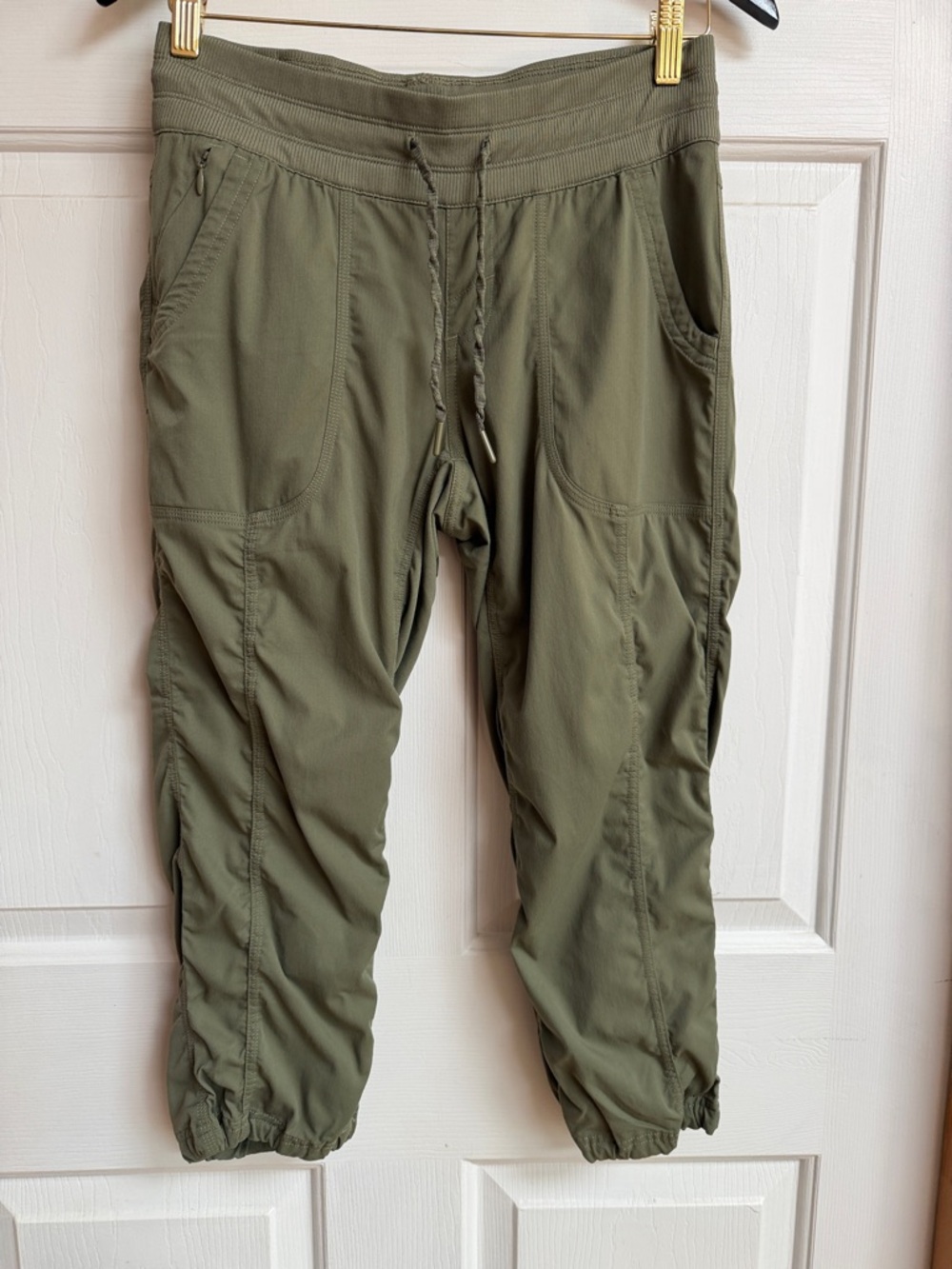 The North Face Women's Olive Green Capris with Drawstring Waist